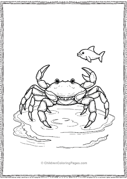 A Realistic Crab Standing In A Tidal Pool Free PDF Printable