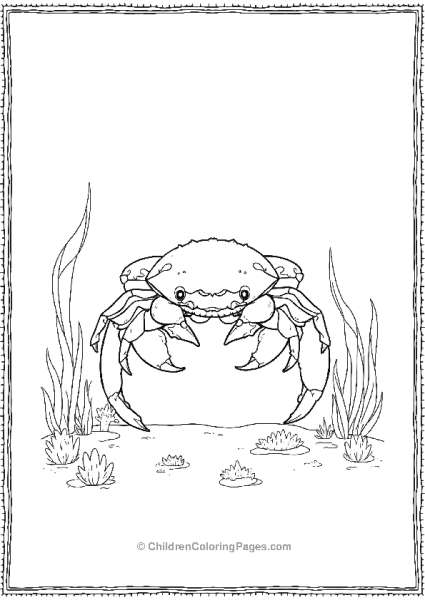 A Realistic Crab Standing Still Surrounded By Algae Free PDF Printable