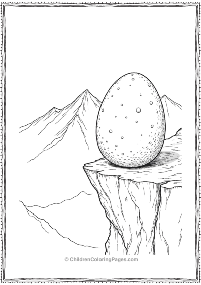 A-Realistic-Dinosaur-Egg-Perched-On-A-Cliffside Free PDF Printable