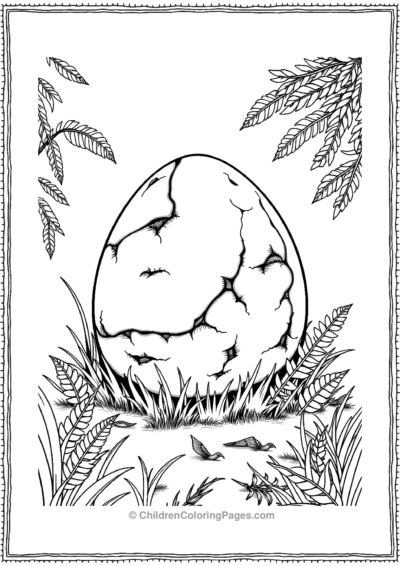 A-Realistic-Dinosaur-Egg-Surrounded-By-Grass Free PDF Printable