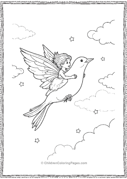 A Realistic Fairy Riding A Bird Through The Sky Free PDF Printable