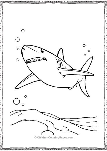 A Realistic Great White Shark Swimming In Open Water Free PDF Printable