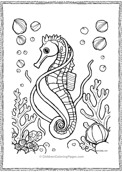 A Realistic Seahorse Entwined With Seaweed Free PDF Printable