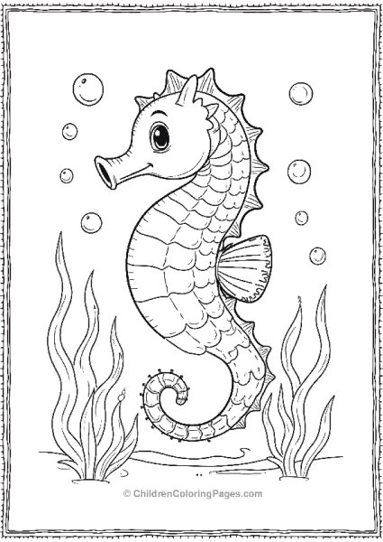 A Realistic Seahorse Swimming Gracefully Through The Water Free PDF Printable