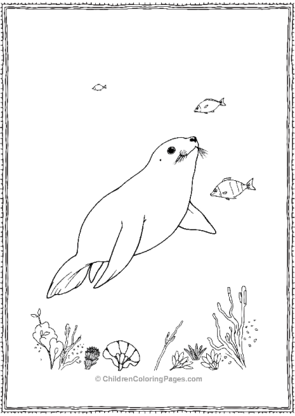 A Realistic Seal Underwater Free PDF Printable