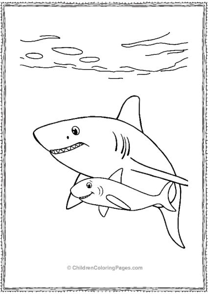 A Realistic Shark Mother With Her Baby Swimming Free PDF Printable