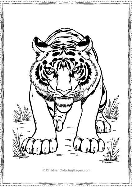 A Realistic Tiger Crouching Ready To Pounce Free PDF Printable