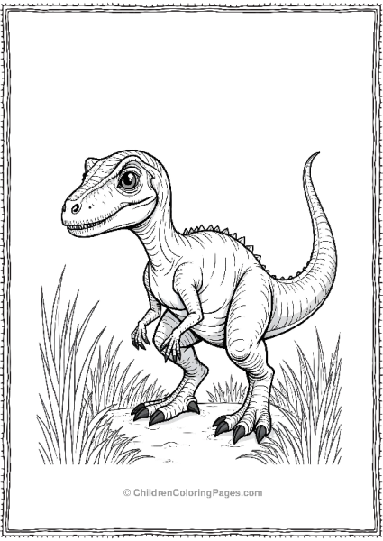 A Realistic Velociraptor Crouching Free PDF Printable