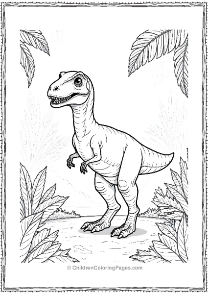 A Realistic Velociraptor Standing In A Jungle Free PDF Printable