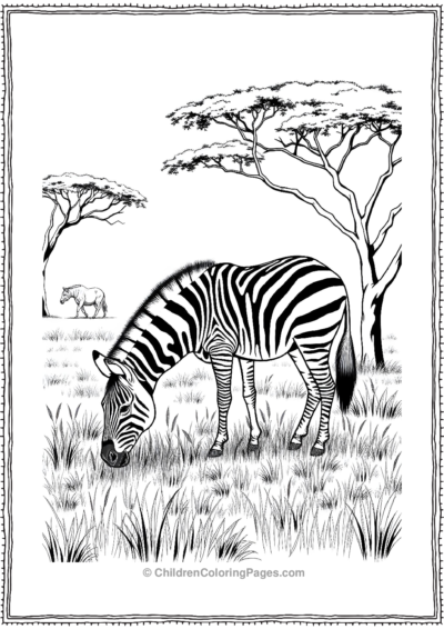 A-Realistic-Zebra-Grazing-In-The-Savanna Free PDF Printable