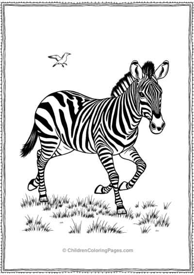 A-Realistic-Zebra-Running-Across-The-Grasslands Free PDF Printable