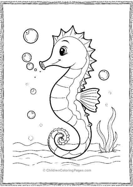 A Seahorse Blowing Bubbles With A Minimalist Background Free PDF Printable