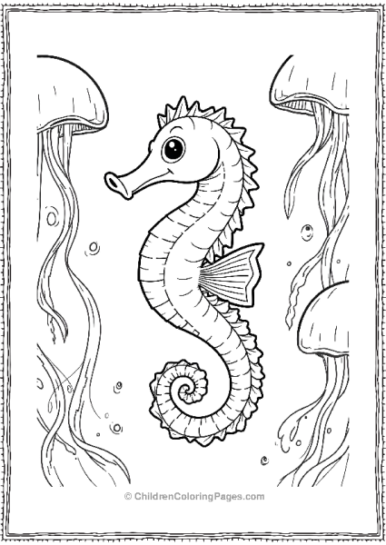 A Seahorse Drifting Through A Swarm Of Jellyfish Free PDF Printable