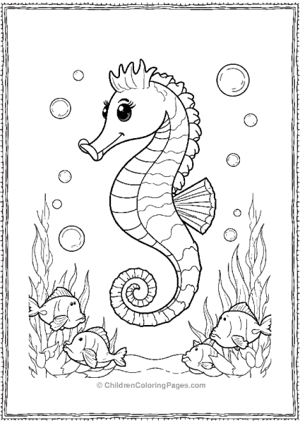 A Seahorse Floating Alongside A School Of Fish Free PDF Printable