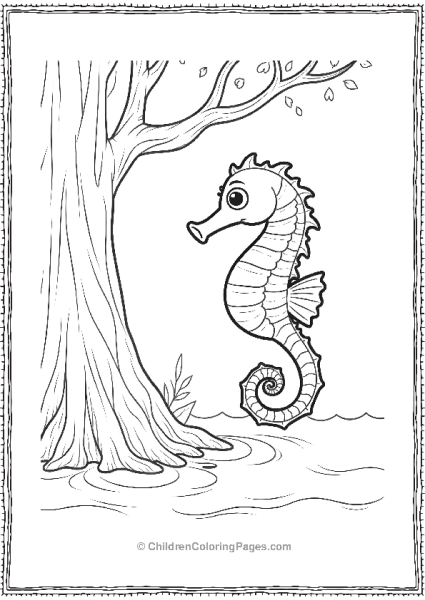 A Seahorse Floating Near The Roots Of A Mangrove Tree Free PDF Printable