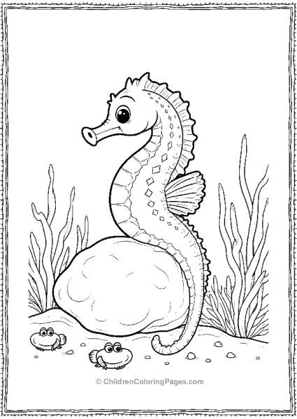 A Seahorse Resting On A Large Piece Of Coral Rubble Free PDF Printable