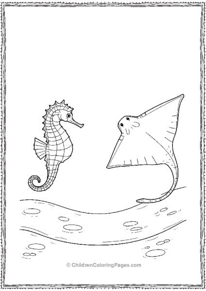 A Seahorse Swimming Alongside A Manta Ray With A View Free PDF Printable