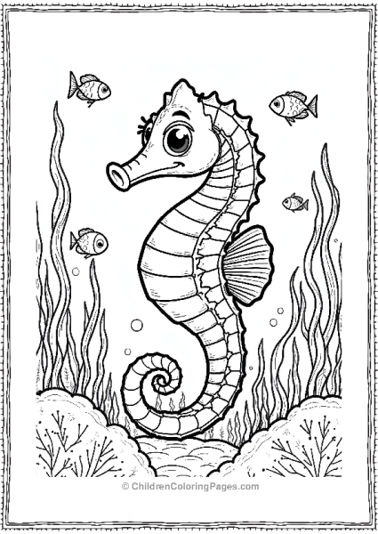 A Seahorse Swimming Through A Kelp Forest Free PDF Printable