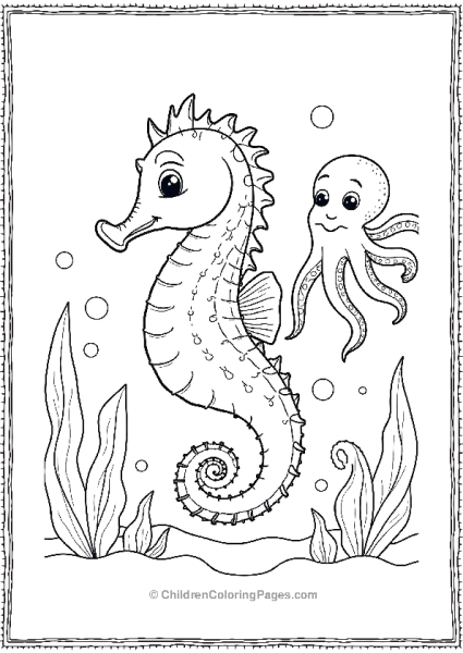 A Seahorse Swimming With An Octopus And Jellyfish Free PDF Printable