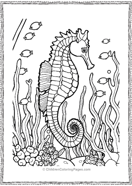 A Seahorse With Detailed Scales And Fins Swimming Free PDF Printable