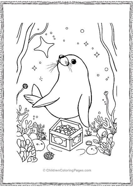 A Seal Exploring A Magical Underwater Kingdom Free PDF Printable