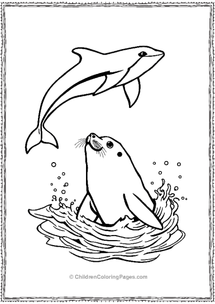 A Seal Swimming With Dolphins Free PDF Printable