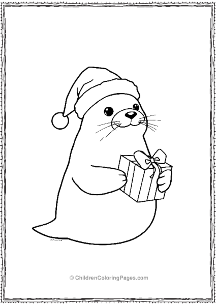 A Seal Wearing A Santa Hat Free PDF Printable