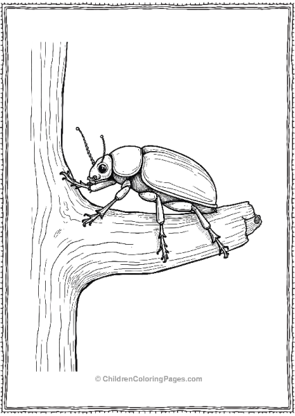 A Side View Of A Realistic Beetle Crawling Over A Tree Free PDF Printable