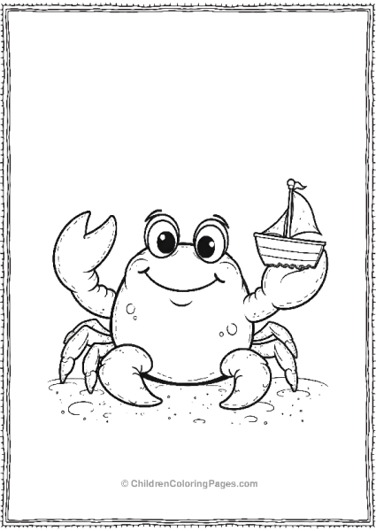 A Simple Crab Sitting On A Sandy Beach With A Big Claw Free PDF Printable