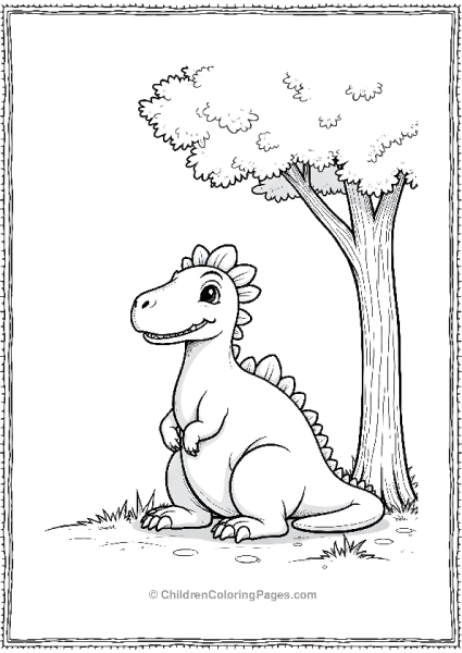 A Simple Dilophosaurus Sitting Under A Tree Free PDF Printable