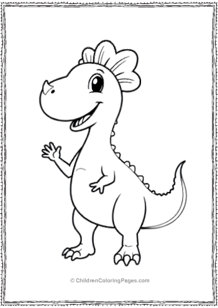 A Simple Dilophosaurus Smiling And Waving Hello Free PDF Printable