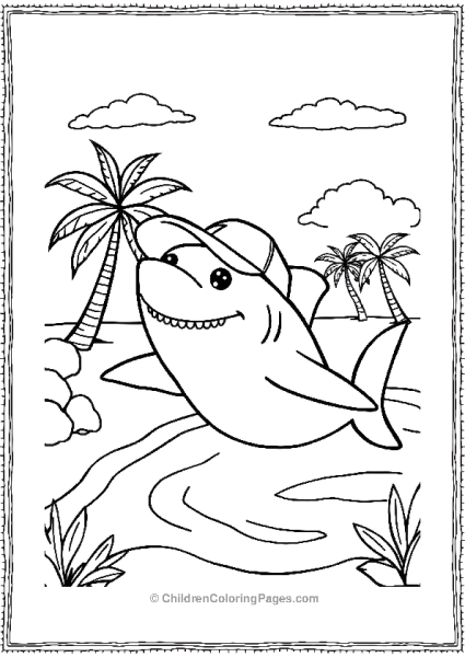 A Simple Friendly Shark Wearing A Baseball Cap Free PDF Printable