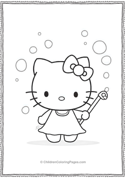 A-Simple-Hello-Kitty-Outline-With-Circles Free PDF Printable