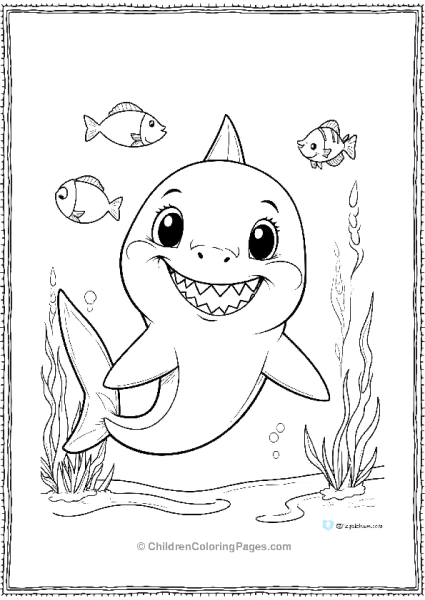 A Simple Outline Of A Shark Smiling With Just A Few Teeth Free PDF Printable