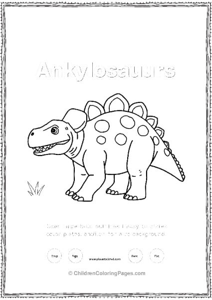 A Simple Outline Of An Ankylosaurus With Big Easy To Draw Features Free PDF Printable