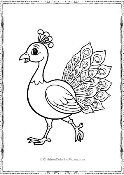 A Simple Peacock Walking Across The Page Free PDF Printable