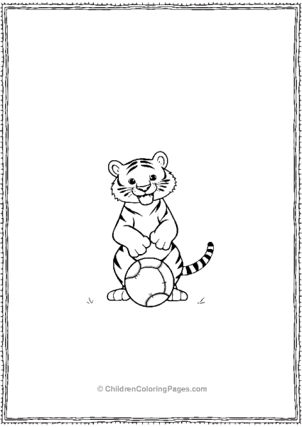 A Simple Tiger Playing With A Ball Free PDF Printable