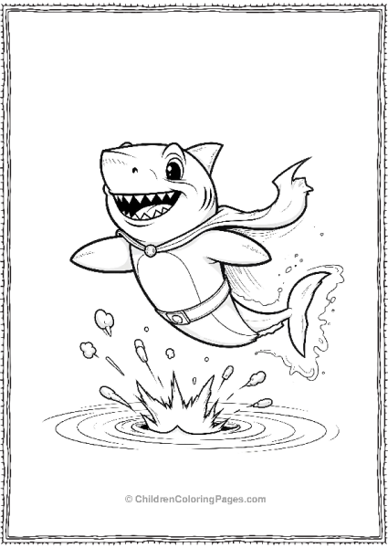 A Detailed Cartoon Shark Dressed As A Surfer Free PDF Printable