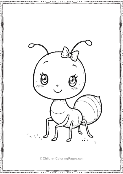 A Small Kawaii Ant With A Tiny Bow On Its Head Free PDF Printable