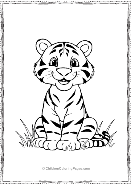 A Smiling Tiger Sitting Free PDF Printable