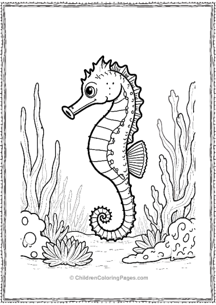 A Solitary Seahorse Exploring A Coral Garden Free PDF Printable