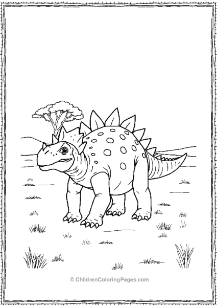 A Spiky Armored Ankylosaurus On A Flat Plain Free PDF Printable