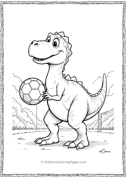 A Sporty Giganotosaurus Holding A Soccer Ball Free PDF Printable