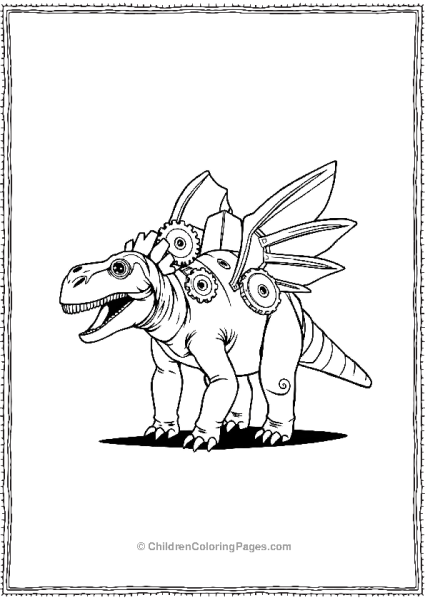 A Steampunk Ankylosaurus With Gears And Mechanical Parts Free PDF Printable