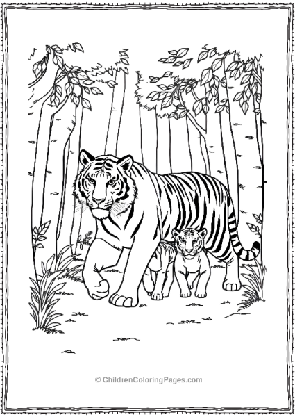 A Tiger And Its Cub Free PDF Printable