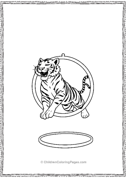 A Tiger Jumping Through A Hoop In A Circus Free PDF Printable