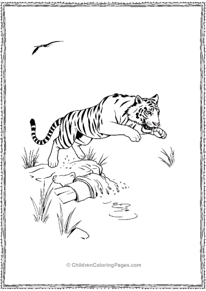 A Tiger Leaping Over A Stream Free PDF Printable