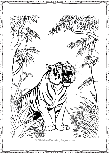 A Tiger Roaring In The Jungle Free PDF Printable