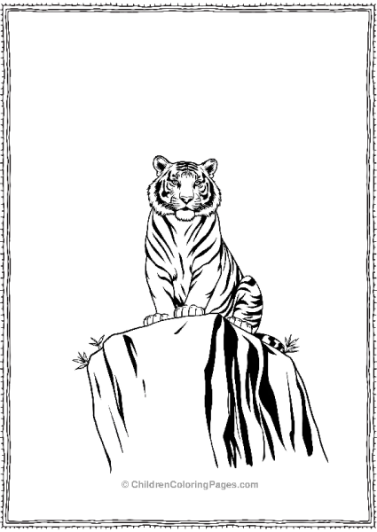 A Tiger Sitting Proudly On A Cliff Free PDF Printable