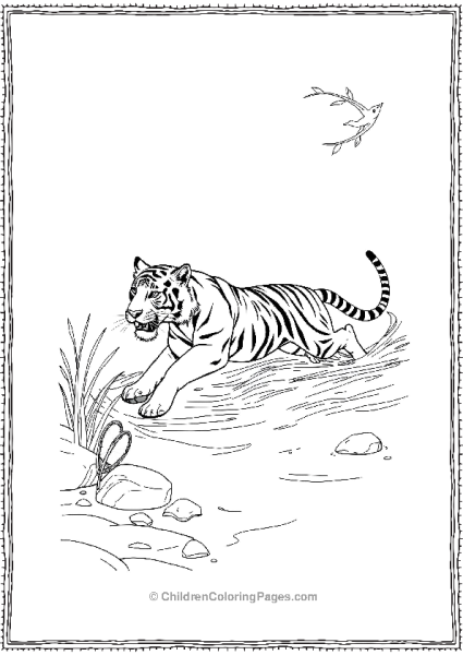 A Tiger Swimming Across A River Free PDF Printable